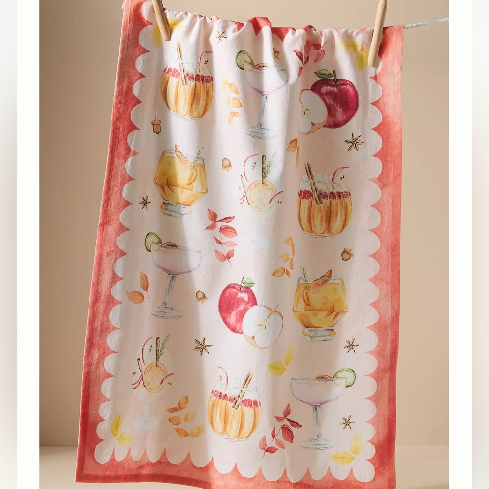 Stephanie Tara Fall Cocktails Dish Towel Anthro